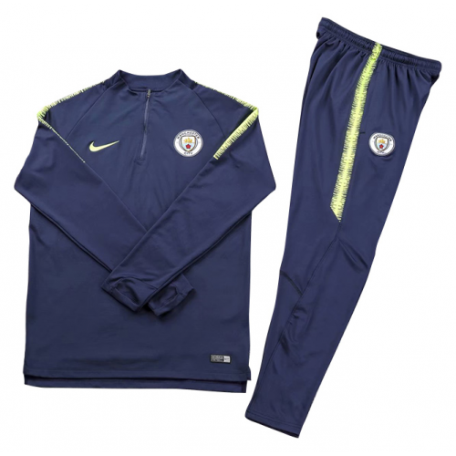 Kids Manchester City 18/19 Sweat Shirt Tracksuits Navy With Pants